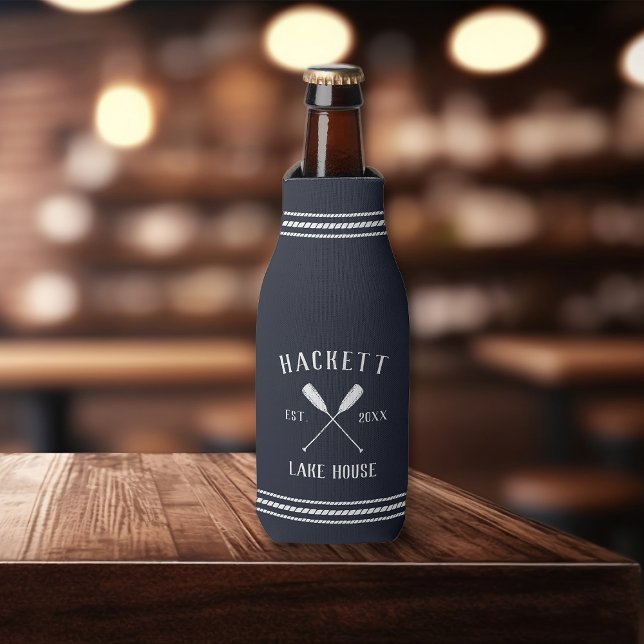 Rafraichisseur De Bouteilles Marine Blue Rustic Oars Personnalisé Lake House (Créateur téléchargé)