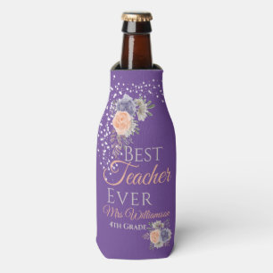 Rafraichisseur De Bouteilles Meilleur enseignant jamais Floral Peony Rose viole