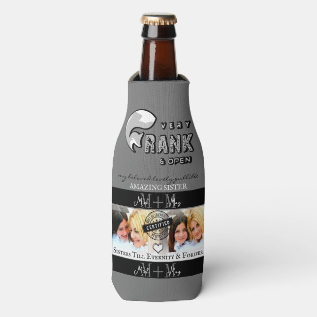 Rafraichisseur De Bouteilles Meilleure Soeur, Monogramme Personnalisé : Thème n (Bottle Devant)