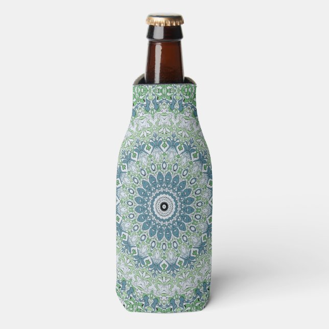 Rafraichisseur De Bouteilles Mer Vert et Bleu Côte Motif Mandala (Bottle Devant)