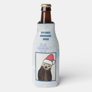 Rafraichisseur De Bouteilles Mignonne Otter portant un chapeau de Père Noël