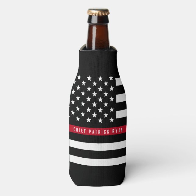 Rafraichisseur De Bouteilles Mince Red Line American Flag Monogramme (Bottle Devant)