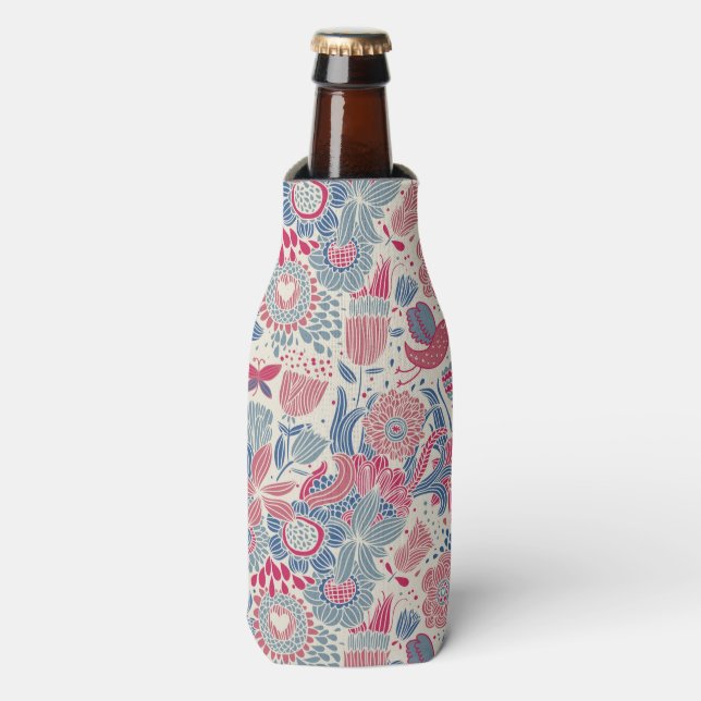 Rafraichisseur De Bouteilles Modèle floral avec oiseau et papillon (Bottle Devant)