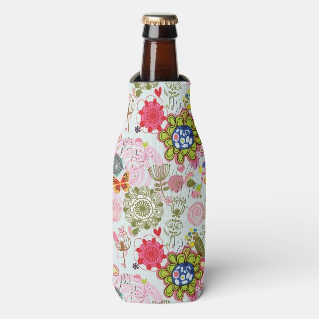 Rafraichisseur De Bouteilles Modèle floral dans style rétro 2 (Bottle Devant)