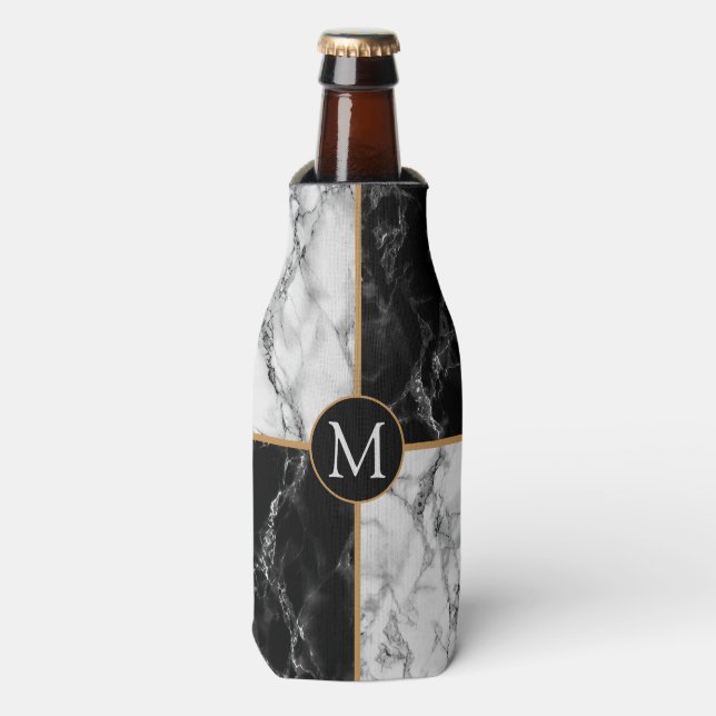 Rafraichisseur De Bouteilles Monogram Bottle Cooler Black White Check Marble (Bottle Devant)