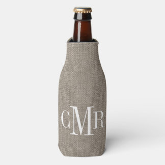 Rafraichisseur De Bouteilles Monogramme classique de Burlap rustique
