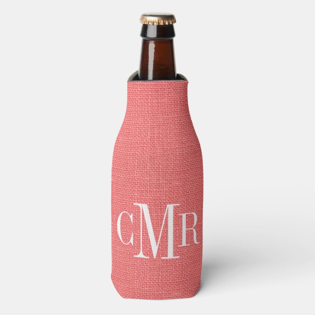 Rafraichisseur De Bouteilles Monogramme classique de corail rustique (Bottle Devant)