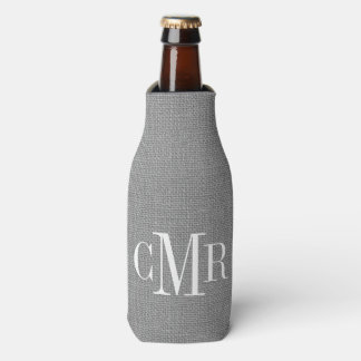 Rafraichisseur De Bouteilles Monogramme classique Rustique Grey Burlap