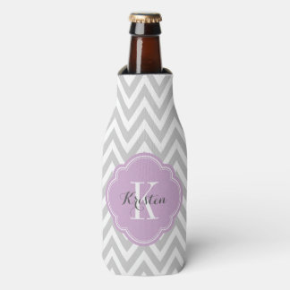 Rafraichisseur De Bouteilles Monogramme de Chevron gris et violet
