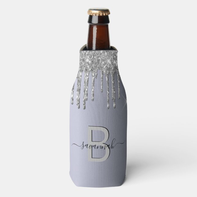 Rafraichisseur De Bouteilles Monogramme de la parties scintillant d'argent scin (Bottle Devant)