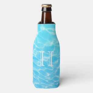 Rafraichisseur De Bouteilles Monogramme d'eau de piscine bleu ondulée