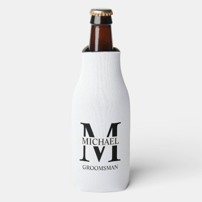 Rafraichisseur De Bouteilles Monogramme et nom du Groomsman personnalisé classi (Bottle Devant)