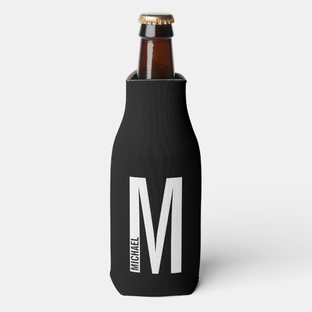 Rafraichisseur De Bouteilles Monogramme et nom personnalisés modernes (Bottle Devant)