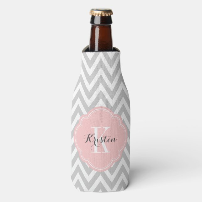 Rafraichisseur De Bouteilles Monogramme gris et rose au fromage (Bottle Devant)