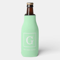 Monogramme initial encadré blanc de menthe