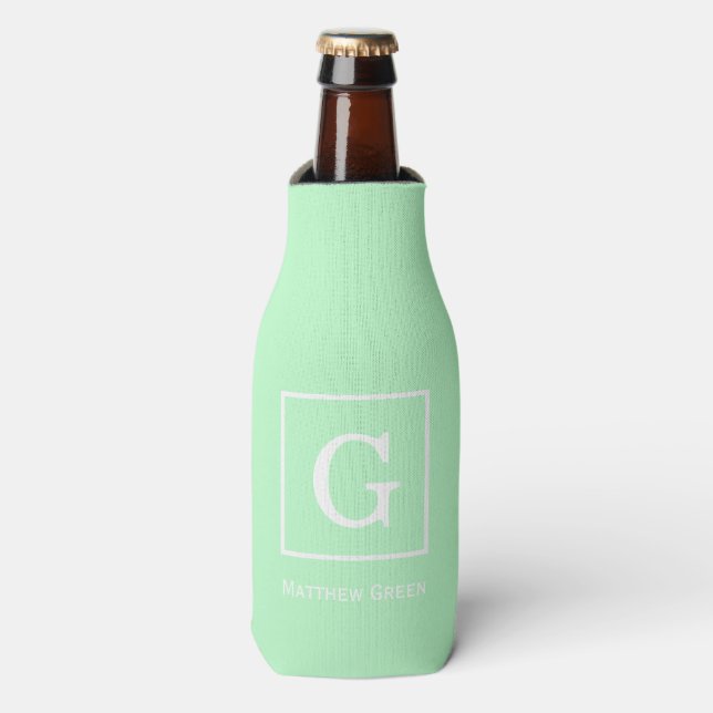 Rafraichisseur De Bouteilles Monogramme initial encadré blanc de menthe (Bottle Devant)