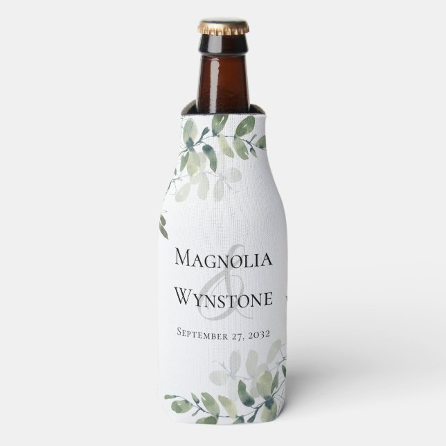 Rafraichisseur De Bouteilles Monogramme Mariage Eucalyptus (Bottle Devant)