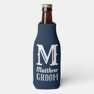 Rafraichisseur De Bouteilles Monogramme masculin personnalisé Mariage Bleu mari