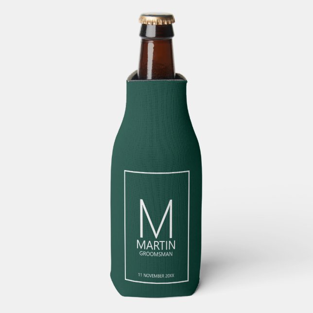 Rafraichisseur De Bouteilles Monogramme personnalisé moderne et Groomsmen de no (Bottle Devant)