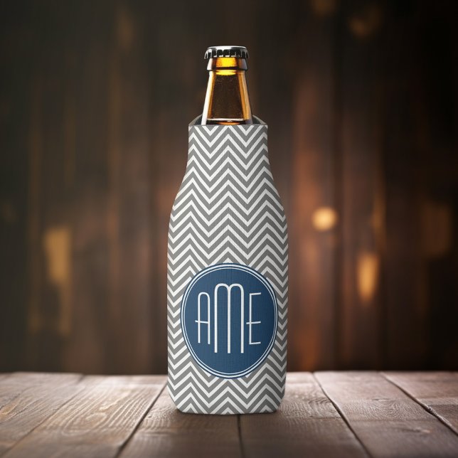 Rafraichisseur De Bouteilles Monogramme personnalisé Motif de la marine et de G (Personalized Bottle Cooler - Add Name or Custom Text)