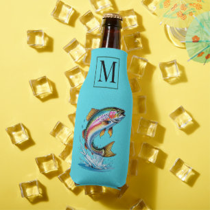 Rafraichisseur De Bouteilles Monogramme turquoise Pêche à la truite arc-en-ciel