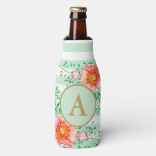 Rafraichisseur De Bouteilles Monogramme vintage Floral Or Monnaie Blanc Gratté