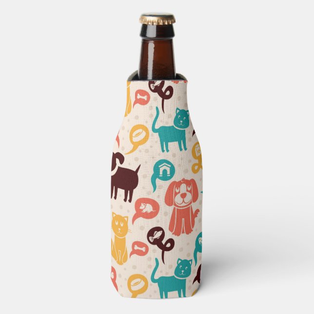 Rafraichisseur De Bouteilles Motif Avec Chats Et Chiens Amusants (Bottle Devant)