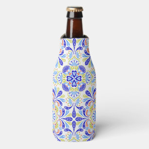 Rafraichisseur De Bouteilles Motif bleu et vert de kaléidoscope