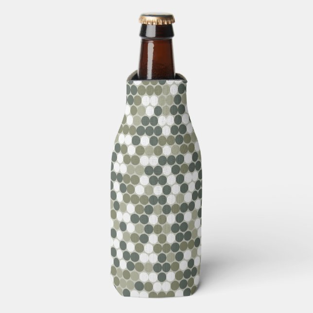 Rafraichisseur De Bouteilles Motif camo vert avec points rétro abstraits (Bottle Devant)