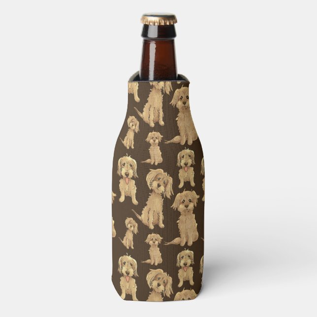 Rafraichisseur De Bouteilles Motif de chien Brown labradoodle doré (Bottle Devant)