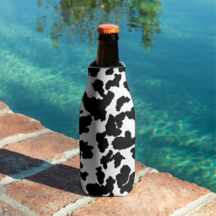 Rafraichisseur De Bouteilles Motif de fourrure de vache hide noire et blanche
