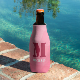Rafraichisseur De Bouteilles Motif de maille géométrique rose Monogramme