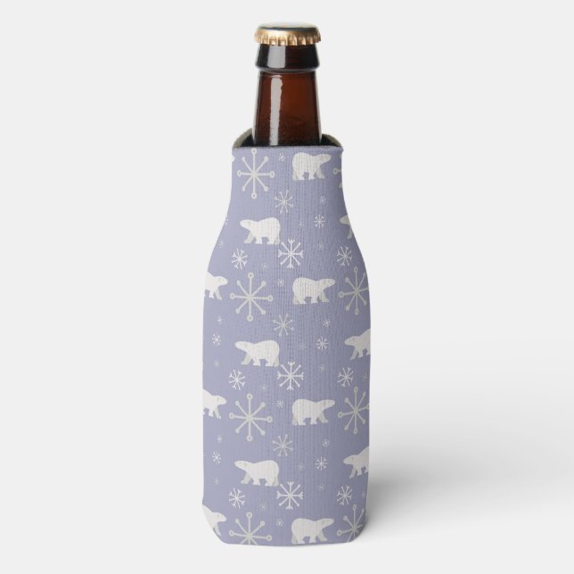 Rafraichisseur De Bouteilles Motif de Noël avec ours polaires et flocons de nei (Bottle Devant)