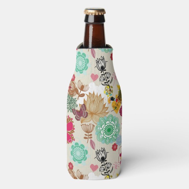 Rafraichisseur De Bouteilles Motif floral de style rétro (Bottle Devant)