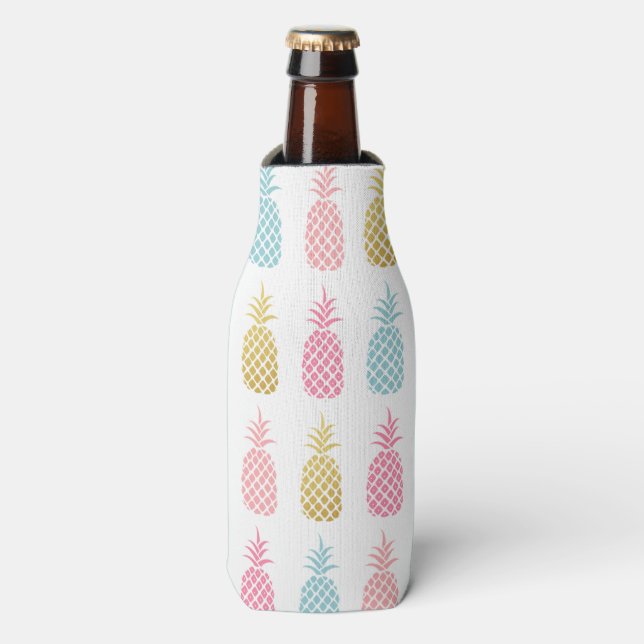 Rafraichisseur De Bouteilles Motif Gold Pink & Blue Tropical Pineappy (Bottle Devant)