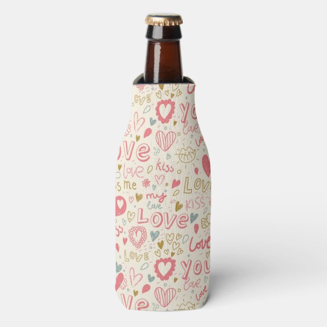 Rafraichisseur De Bouteilles Motif romantique avec Coeurs et Lèvres (Bottle Devant)