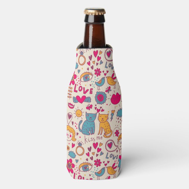 Rafraichisseur De Bouteilles Motif romantique coloré (Bottle Devant)
