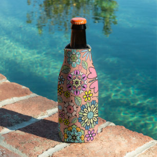 Rafraichisseur De Bouteilles Motif sans couture de couleurs de fleurs rétro de