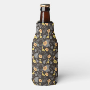 Rafraichisseur De Bouteilles motif sans couture Flamant rose avec fleurs et feu