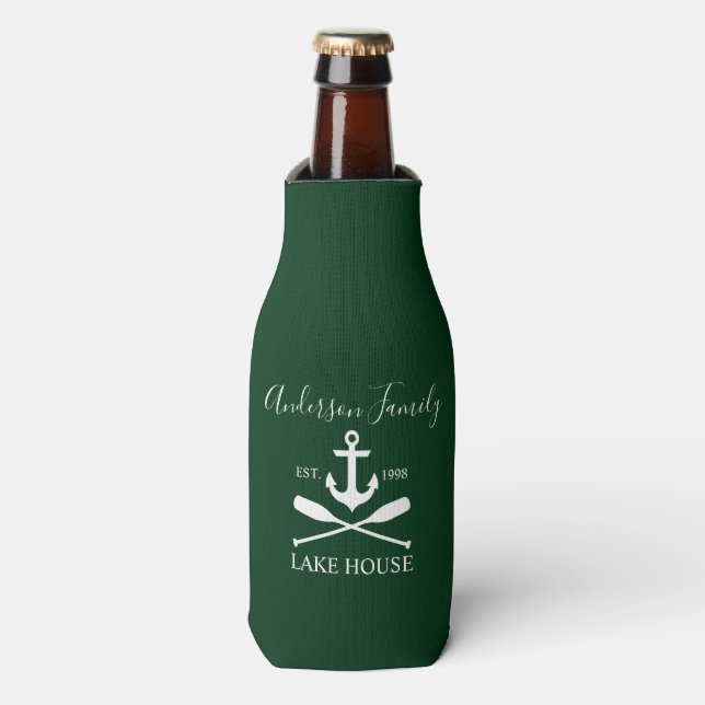 Rafraichisseur De Bouteilles Nautical Lake House Ancre Oars Nom de famille Gree (Bottle Devant)