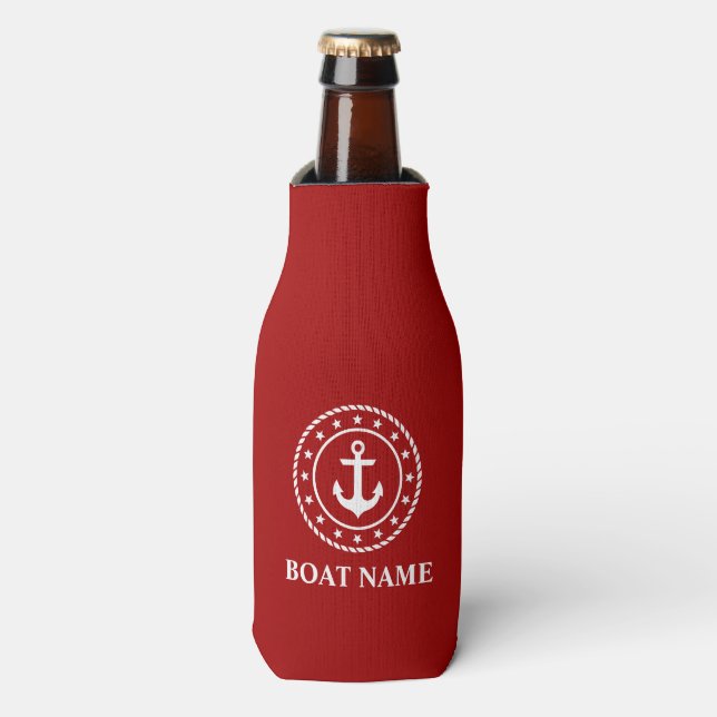 Rafraichisseur De Bouteilles Nautical Stars Rope Nom du bateau Ancre Rouge (Bottle Devant)