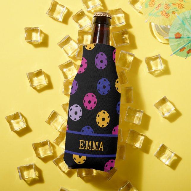 Rafraichisseur De Bouteilles Neon sur le pickleball noir, texte personnalisé (Été in situ)