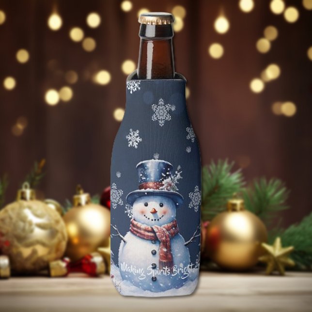 Rafraichisseur De Bouteilles Noël de la forêt d'hiver (Winter Forest Snowman Christmas Bottle Cooler)
