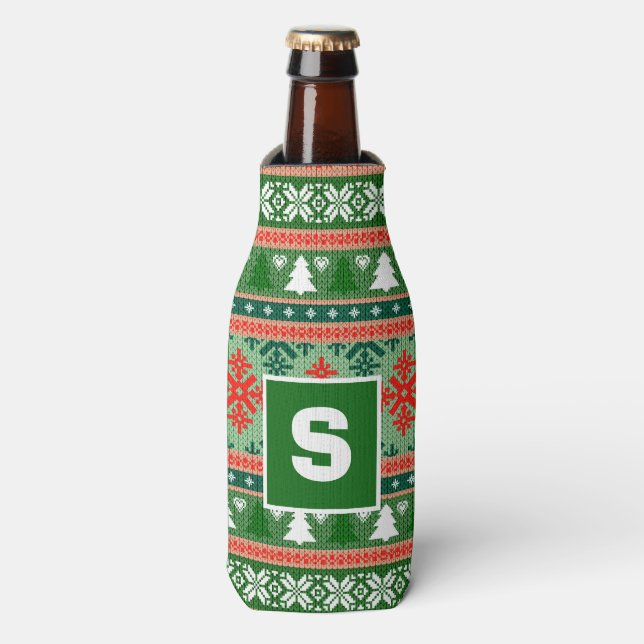 Rafraichisseur De Bouteilles Noël de monogramme moche (Bottle Devant)