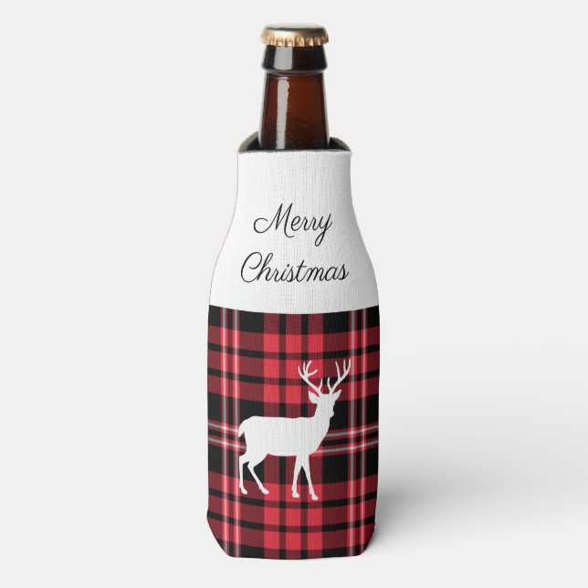 Rafraichisseur De Bouteilles Noël Scottish Red Tartan Plaid Motif Stade (Bottle Devant)