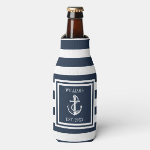Rafraichisseur De Bouteilles Nom de famille de bateau d'ancre nautique rayure b