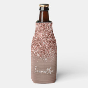Rafraichisseur De Bouteilles Nom de script Glam Rose Gold Pailleté