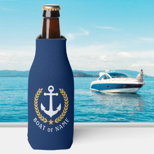 Rafraichisseur De Bouteilles Nom du bateau Ancre Gold Style Laurel Marine Feuil