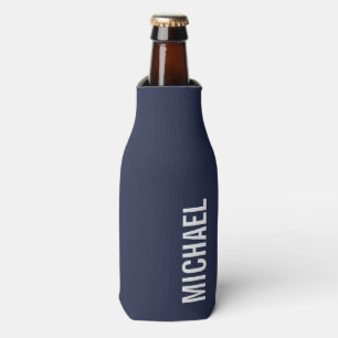 Rafraichisseur De Bouteilles Nom personnalisé bleu marine moderne minimaliste