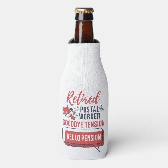 Rafraichisseur De Bouteilles Nom personnalisé du travailleur postal à la retrai (Bottle Devant)